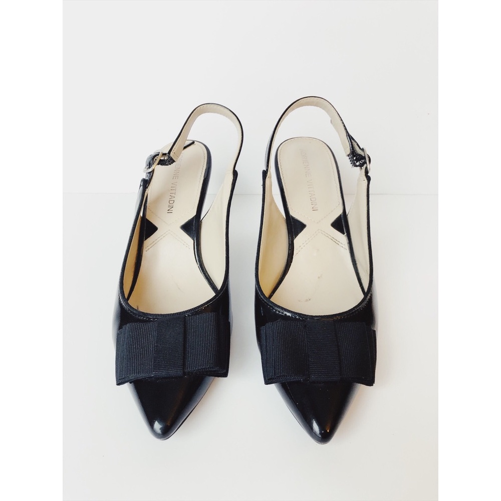 Adrienne Vittadini Patent Bow Slingback Pumps EUC